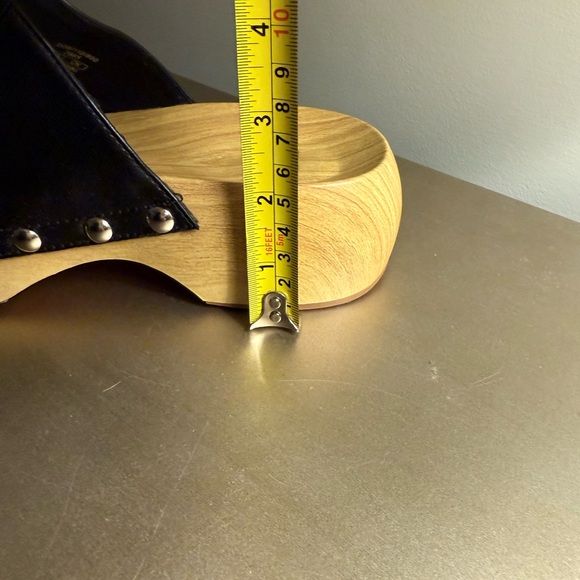 NWOT  NEW ZARA WOMEN WOODEN STUDDED BLACK LEATHER CLOGS MULE SLIPPERS SIZE 37 - Picture 14 of 16